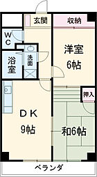 グランドパーク 6階2LDKの間取り