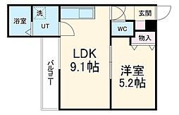 Ｍｉｒｅｉ烏丸五条 1階1LDKの間取り
