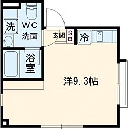 ブルーフェザーマンション 4階ワンルームの間取り