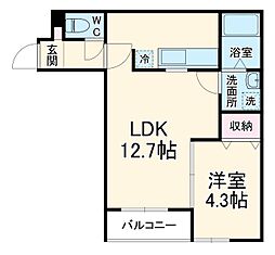 ミリアビタ前原 2階1LDKの間取り