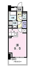 フィオーレカンパネラ 1Kの間取図画像