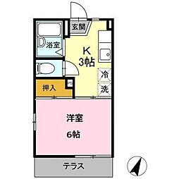 豊橋鉄道渥美線 南栄駅 徒歩28分の賃貸アパート 1階1Kの間取り