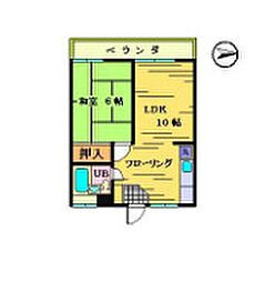 アスカグリーンハウス 3階1LDKの間取り