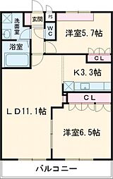 リッチーヒル 1階2LDKの間取り