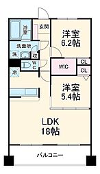 ソシア楠乃木藤が丘 4階2LDKの間取り