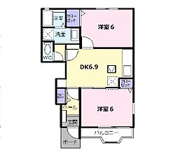 Ｍ・ラフィネ・ロジュマンＡ 1階2DKの間取り