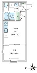 レオーネ早稲田 2階1LDKの間取り