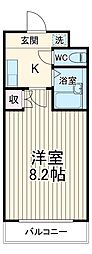 メゾンドエクレール 4階1Kの間取り