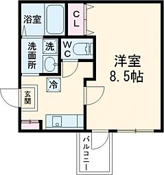 ビエノス京都花園 3階1Kの間取り