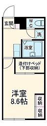 レオパレス総和 2階1Kの間取り