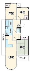 ナビハイツ新正Ｓ棟 2階3DKの間取り