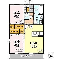 エスポワール　Ａ 3階2LDKの間取り