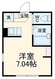 デュオメゾン横濱石川町WEST 1階ワンルームの間取り