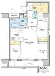 プラウドフラット大井町 15階3LDKの間取り