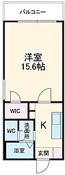 名古屋市営名城線 志賀本通駅 徒歩1分の賃貸マンション 2階1Kの間取り