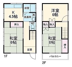 飯山満町2丁目貸家 1階3Kの間取り
