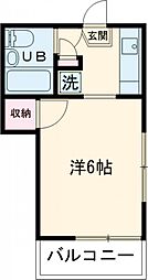 パールハイツ 2階1Kの間取り