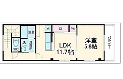 リノア寿 2階1LDKの間取り