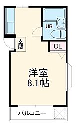 サンプラザ浦安 2階ワンルームの間取り