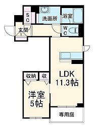 レフィシア 1階1LDKの間取り