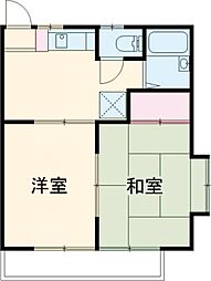 ヴィラ金森 2階2DKの間取り