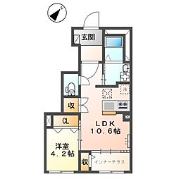 キャメロット八王子 1階1LDKの間取り