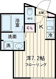 ヌーヴォープリエール 1階ワンルームの間取り