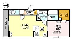 アニヴェルセル 3階1LDKの間取り