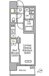 グランエール西日暮里 10階1LDKの間取り