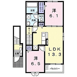 プレッソ 2階2LDKの間取り