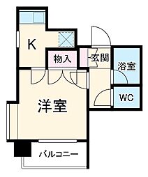 シャイン塩釜ハイツ 3階1Kの間取り