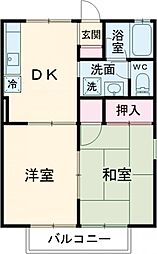 アサヒコーポI 1階2DKの間取り