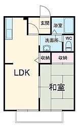 ビーライン 1階1LDKの間取り