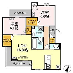 D-avance 東脇 3階2LDKの間取り