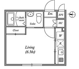 東急池上線 池上駅 徒歩2分の賃貸マンション 2階1Kの間取り