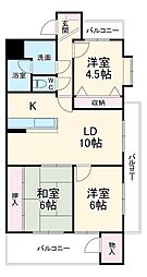 ＪＩＮハイツ富田浜 1階3LDKの間取り