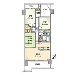 ゼファーアートフィールズフェアステージ 4階3LDKの間取り