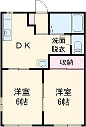 カロタあずさ 1階2DKの間取り