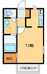 ヴァン・ソレーユ 2階1Kの間取り