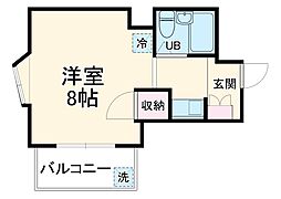 プレアール名古屋原 6階ワンルームの間取り