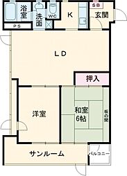 常磐第2ビル 3階1LDKの間取り