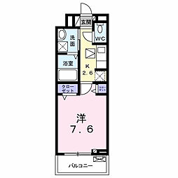 サーファ　前橋 2階1Kの間取り