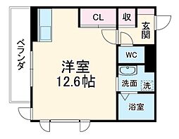 スタブリテラス桑名 3階ワンルームの間取り