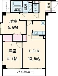 ソサエティ柿の木坂アネックス 4階2LDKの間取り