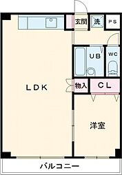 エディフィスI 2階1LDKの間取り