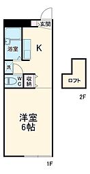 西岡崎駅前アール 1階1Kの間取り