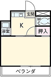 名古屋市営鶴舞線 塩釜口駅 徒歩18分の賃貸マンション 3階1Kの間取り