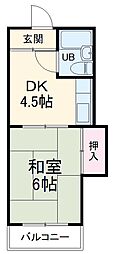 遠州鉄道 自動車学校前駅 徒歩6分の賃貸アパート 2階1DKの間取り