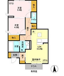 イーグレットD 2LDKの間取図画像