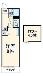 メゾン宮原 1階1Kの間取り
